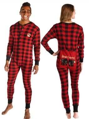 LAZY ONE - "Bear Cheeks" Adult Onesie. Large - pit to pit is 20"
